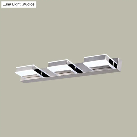 Modern Square Acrylic Vanity Light With Chrome Wall Mount - Available In 1-4 Lights