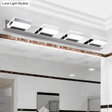 Modern Square Acrylic Vanity Light With Chrome Wall Mount - Available In 1-4 Lights