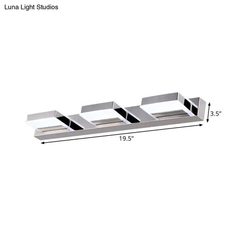 Modern Square Acrylic Vanity Light With Chrome Wall Mount - Available In 1-4 Lights
