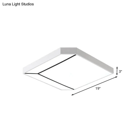 Modern Square Flush Led Ceiling Light In White/Warm - 19’/24’ Metallic For Living Room