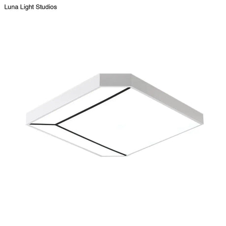 Modern Square Flush Led Ceiling Light In White/Warm - 19’/24’ Metallic For Living Room