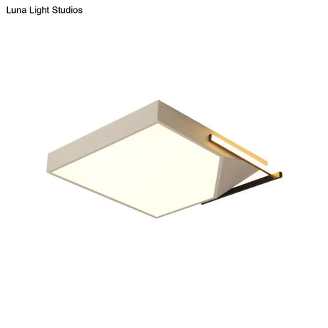 Modern Square Flush Mount Ceiling Light With Acrylic Shade - Black/White Led Fixture For Bedroom