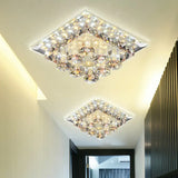 Modern Square Optic Crystal Led Flush Mount Ceiling Light Fixture For Aisle Coffee / White