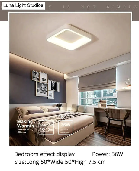Modern Square/Round Ceiling Lights For Living Room Bedroom Dining White Color Frame Lamp Fixtures