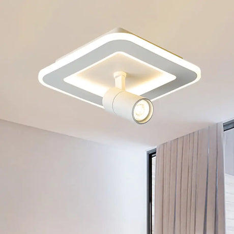 Modern Square/Round Flush Mount Led Acrylic Lamp In White/Black (White/Warm Light) White / Warm