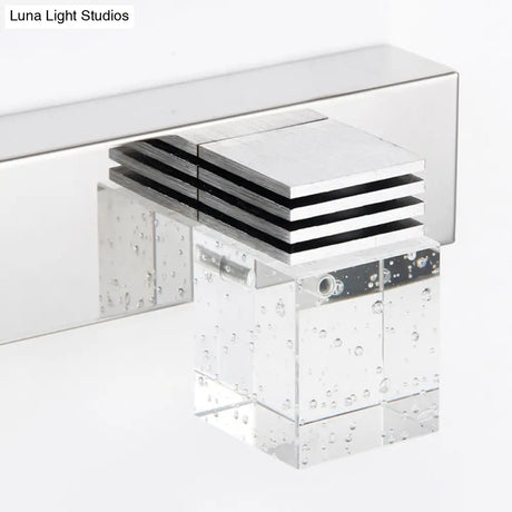 Modern Stainless Steel Bathroom Wall Light With Crystal Bubble Shade