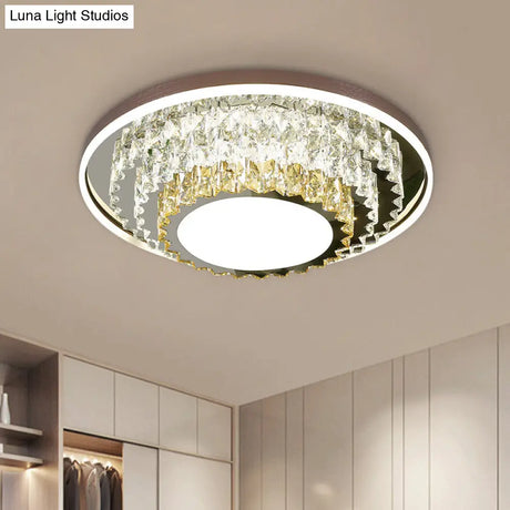 Modern Stainless - Steel Crystal Led Ceiling Light With Tiered Circle Design