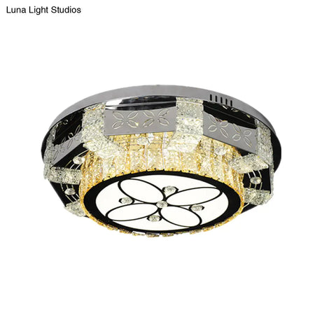Modern Stainless - Steel Led Ceiling Light With Crystal Twisted/Oval Pattern