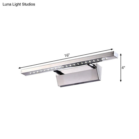 Modern Stainless Steel Wall Sconce Light - 16/19.5 Rectangular Led Vanity With Chrome Finish And