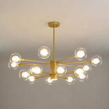 Modern Starburst Hanging Chandelier Light For Living Room - Clear Globe Glass Ceiling Pendant 16 /