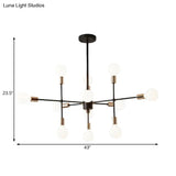 Modern Starburst Milk White Glass Chandelier With 12/15/18 Lights For Bedroom Black Pendant Lighting