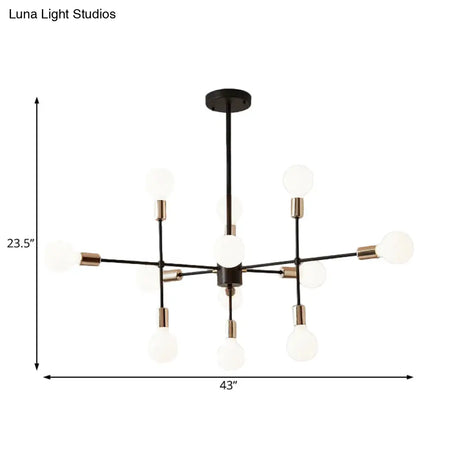 Modern Starburst Milk White Glass Chandelier With 12/15/18 Lights For Bedroom Black Pendant Lighting