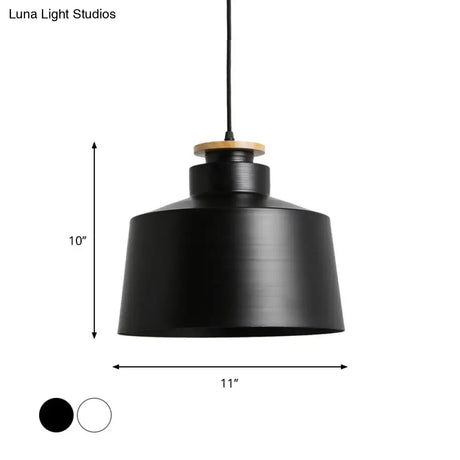 Modern Style Barn/Cylinder/Tapered Pendant Light In Black/White Finish - Adjustable Cord Hanging