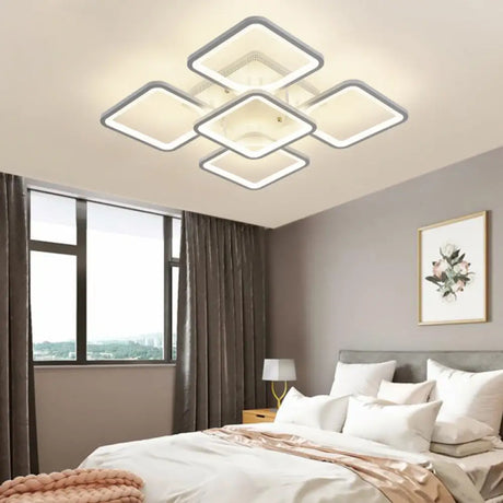 Modern Style Led Acrylic Square Semi Flush Mount Ceiling Light In White 5 / Natural