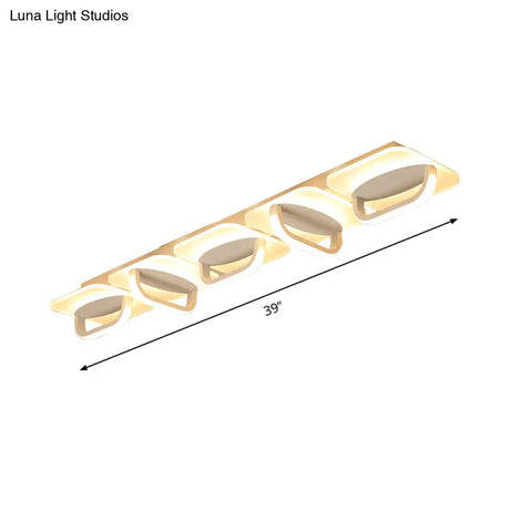 Modern Style Led Linear Ceiling Light Flushmount Design In Warm/White 31.5’/39’ W - White Acrylic