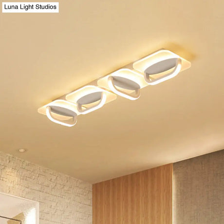 Modern Style Led Linear Ceiling Light Flushmount Design In Warm/White 31.5’/39’ W - White Acrylic