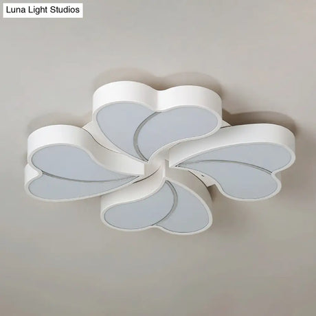 Modern Style White Floral Led Flushmount Ceiling Lamp For Bedroom Lighting