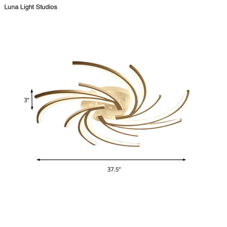 Modern Swirl Flush Mount Lamp - Acrylic Ceiling Fixture With 3/4/5 Lights For White Bedroom