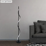 Modern Swirly Led Floor Lamp In Black With Adjustable Light Colors For Bedroom Reading