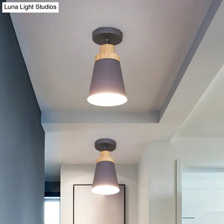 Modern Tapered Ceiling Flush Mount Light - Stylish Metal Close To Lighting Fixture