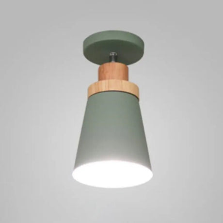 Modern Tapered Ceiling Flush Mount Light - Stylish Metal Close To Lighting Fixture Green