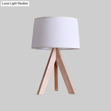 Modern Tapered Drum Nightstand Lamp - White Fabric Reading Light