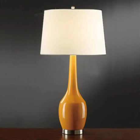 Modern Tapered Drum Table Light - Vibrant 1-Light Nightstand Lamp With Long Neck Vase Base In