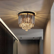 Modern Tapered Flush Mount Fixture Clear Crystal Draping Ceiling Light In Black - 2/4 Heads