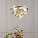 Modern Tapered Hanging Chandelier With Clear Crystal Prisms - 16/6 Lights 31.5’/18.5’ Wide / 18.5’