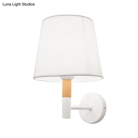 Modern Tapered Wall Sconce Light - 1 Head Fabric For Bedroom Black/White
