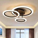 Modern Tiered Led Bedroom Flush Mount Lighting In Brown 19.5’/21.5’ W (Customizable 7 Days)