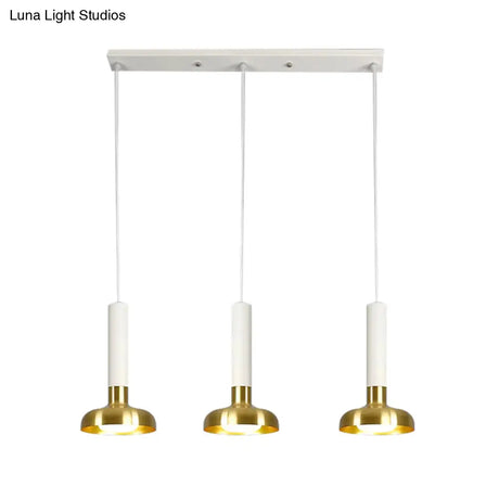 Modern Torch Multi-Pendant Metal Kitchen Bar Light - 3-Light Suspension In White/Black-Gold