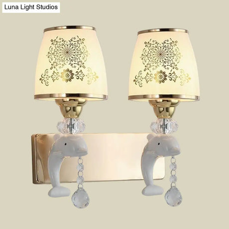 Modern Trapezoid Opal Glass Shade Wall Sconce - Gold Finish 1/2-Light Mount Lamp Fixture