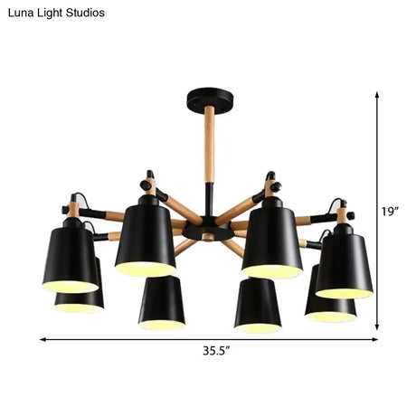 Modern Trapezoid Shade Chandelier - 8 Light Metal Hanging For Living Room