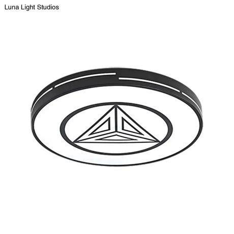 Modern Triangle Acrylic Round Flush Mount Ceiling Light - Black & White