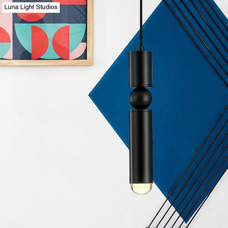 Modern Tube Hanging Light - Metal Black/White/Brass Led Suspension Pendant In Warm Ideal For Dining
