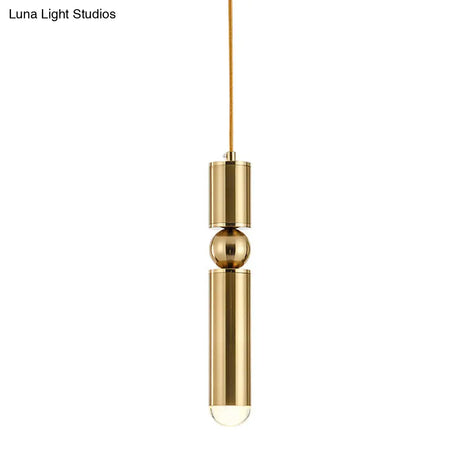 Modern Tube Hanging Light - Metal Black/White/Brass Led Suspension Pendant In Warm Ideal For Dining