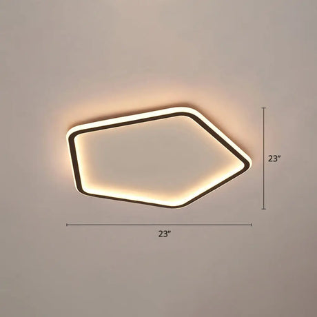 Modern Ultrathin Pentagon Led Ceiling Light For Minimalist Bedrooms In Black Aluminum - Flush Mount