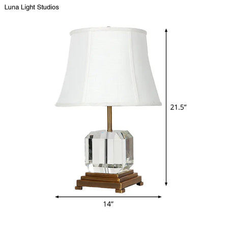 Modern White 1-Head Study Lamp With Fabric Shade - Sleek Reading Light