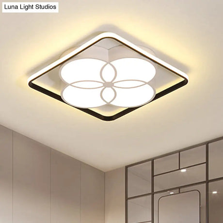 Modern White Acrylic Flower-Style Bedroom Flush Mount Ceiling Light With Warm/White Lighting