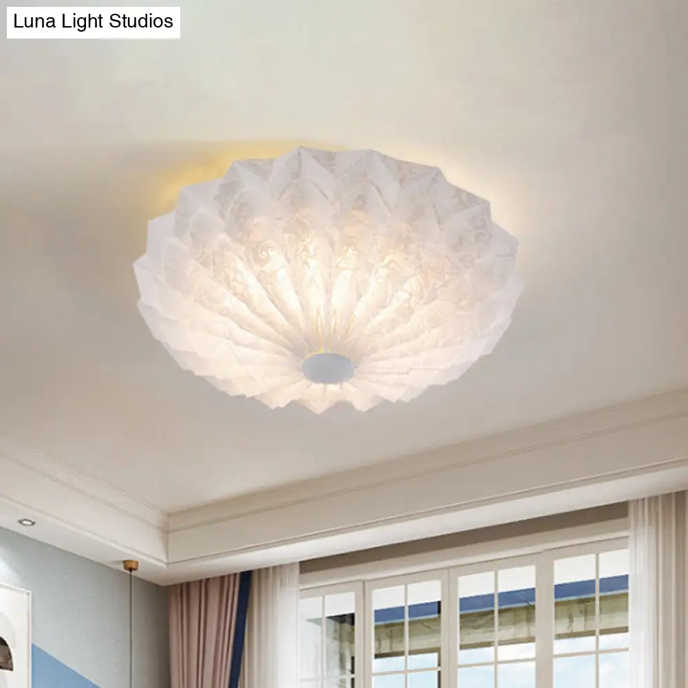 Modern White Acrylic Flush Mount Led Light With Dome Shade - 21’/26’ Wide