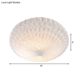 Modern White Acrylic Flush Mount Led Light With Dome Shade - 21’/26’ Wide
