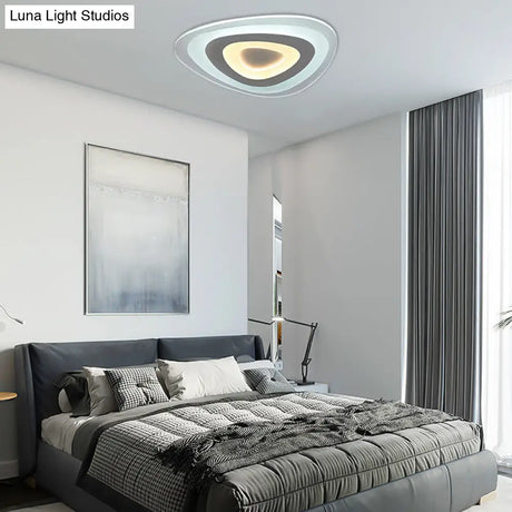 Modern White Acrylic Led Ceiling Mount Light - Triangle Design For Dining Room