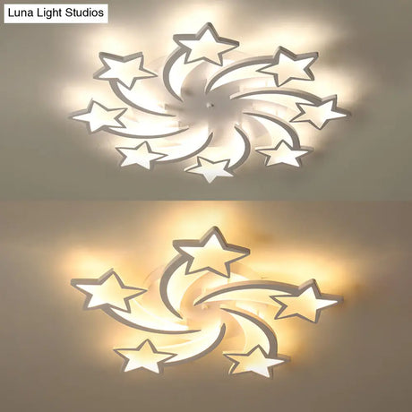 Modern White Acrylic Led Flush Mount Ceiling Light Fixture For Living Room