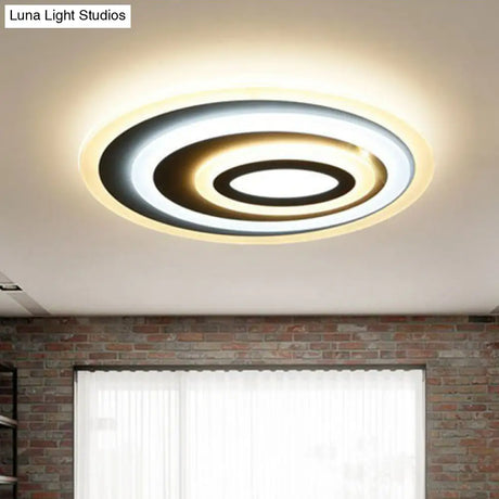 Modern White Acrylic Oval Led Flush Mount Ceiling Light For Bedrooms