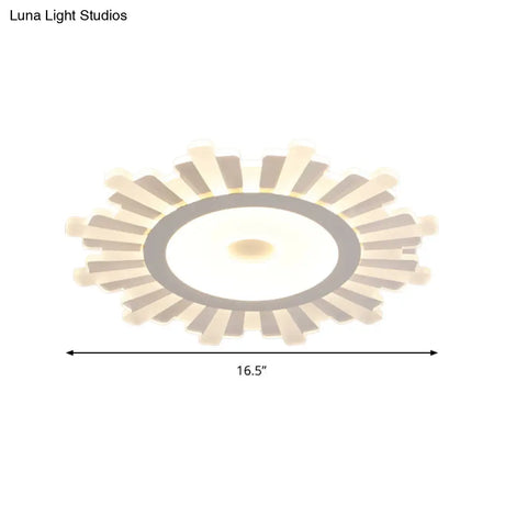 Modern White Acrylic Sun Shape Flush Light - Office Ceiling Mount