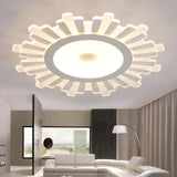 Modern White Acrylic Sun Shape Flush Light - Office Ceiling Mount / Warm 16.5’