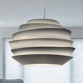 Modern White Bistro Pendant Chandelier with Metallic Finish 6 Tiers 3 Bulbs White
