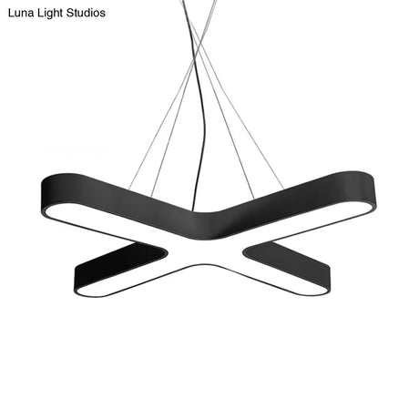 Modern White/Black/Gold Cross Hanging Lamp - 23.5’’/35.5’’ Wide Led Pendant Light With