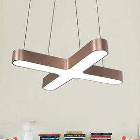 Modern White/Black/Gold Cross Hanging Lamp - 23.5’’/35.5’’ Wide Led Pendant Light With